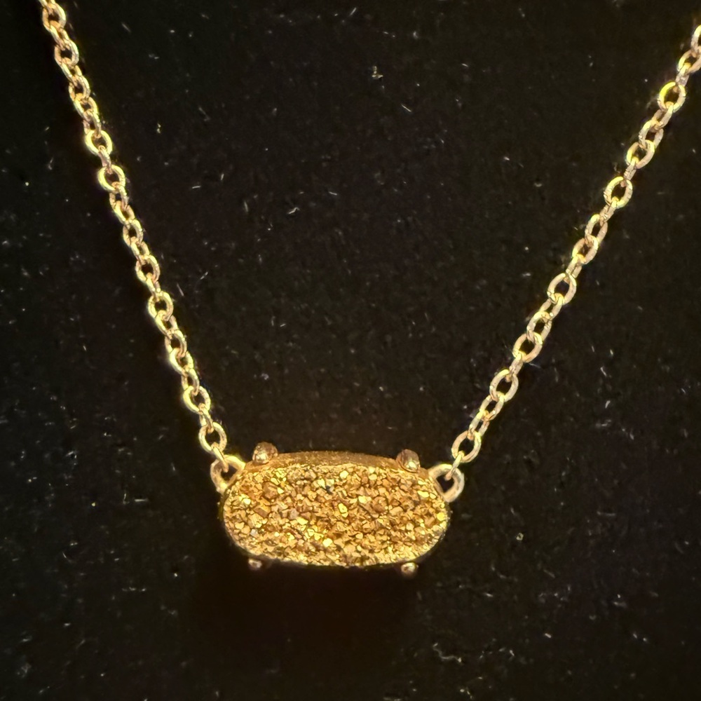 Vintage Y2K KENDRA SCOTT Rose Gold Pendant Necklace Rose Gold Drusy 17” - Picture 2 of 11